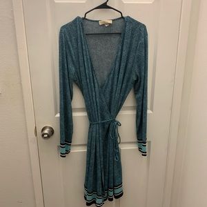 MICHAEL KORS leopard blue print wrap-dress size XL